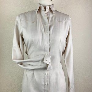 CR Ranch wear CR Western Pro camel and white Italian cotton western show shirt